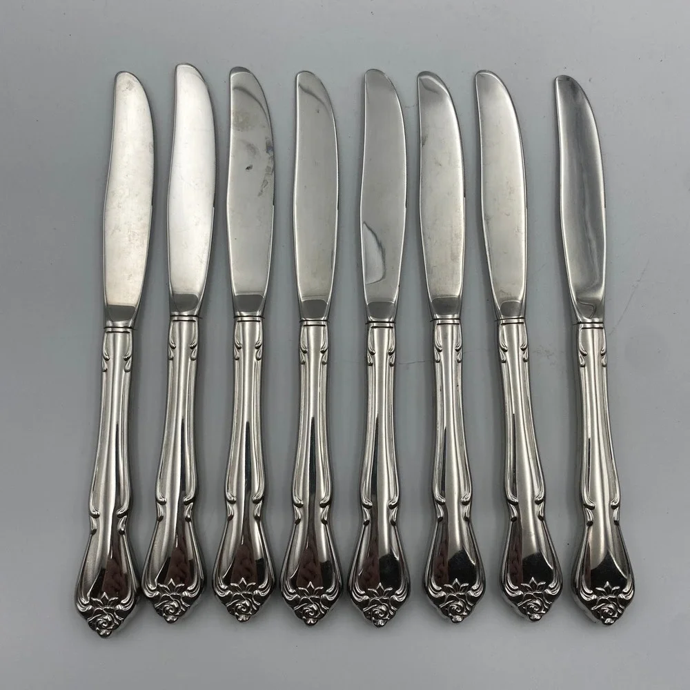 Oneida 1881 Rogers Arbor Rose True Rose Stainless Dinner Knives Set of‎ 8